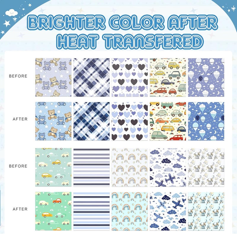 HTVSTD Boho Sublimation Ink Transfer Sheets 10 Sheets 12'' x 10''Plaid Sublimation Paper Rainbow/Car/Bear/Baby Elephant Pattern Transfer Sheets for Mugs Tumblers DIY Transfer Paper - Image 2
